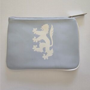 Pringle of Scotland Blue Cosmetic Pouch | Lion Logo Zip Makeup Bag